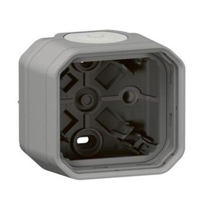 Фото Коробка накладна 1-постова, колір Сірий PLEXO